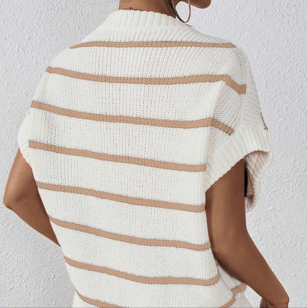 Striped Pattern Batwing Sleeve Knit Top - Picture 6 of 6